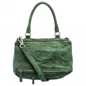 Pre Owned Givenchy Green Leather Large Pandora Crossbody Bag