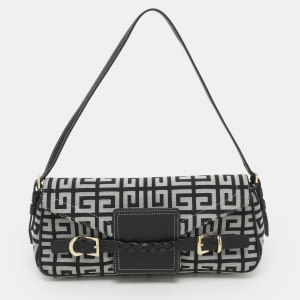 Givenchy Black/Grey Signature Canvas and Leather Shoulder Bag