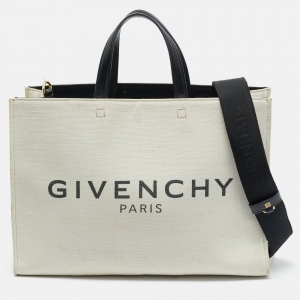 Givenchy Beige/Black Canvas Medium G Tote