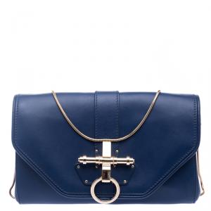 Pre Owned Givenchy Navy Blue Leather Obsedia Shoulder Bag