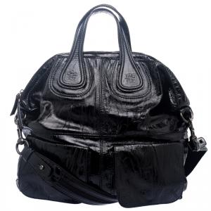 Pre Owned Givenchy Black Patent Leather Oversize Nightingale Tote