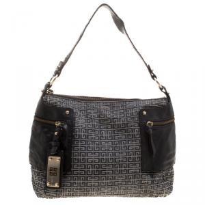 Pre Owned Givenchy Grey Monogram Fabric Shoulder Bag