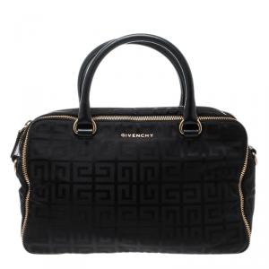 Pre Owned Givenchy Black Nylon and Leather Zip Detail Satchel