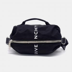 Pre Owned Givenchy Black Nylon G Zipper Trek Belt Bag