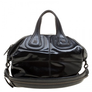 Pre Owned Givenchy Black Patent Leather Medium Nightingale Tote