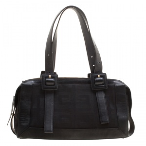 Givenchy Black Signature Canvas and Leather Boston Bag