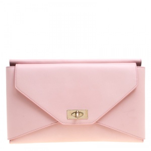 Pre Owned Givenchy Pink Leather Medium Shark Flap Clutch