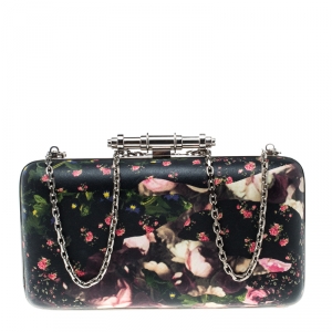 Pre Owned Givenchy Black/Multicolor Floral Print Box Clutch
