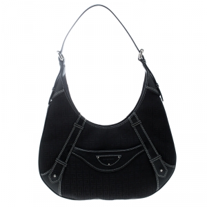 Pre Owned Givenchy Black Signature Canvas and Leather Hobo