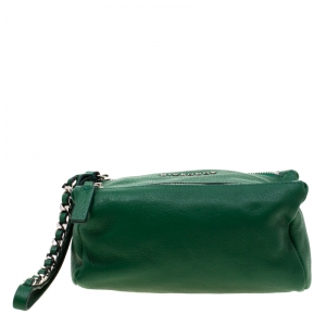 مملوكة مسبقًا Givenchy Green Leather Pandora Wristlet Pouch