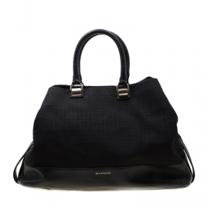 Pre Owned Givenchy Black Monogram Canvas and Leather Satchel