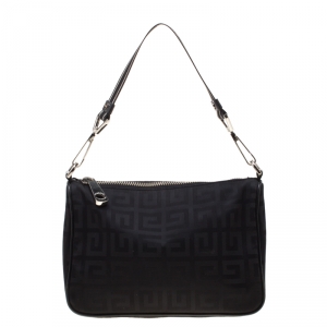 Pre Owned Givenchy Black Monogram Nylon Shoulder Bag
