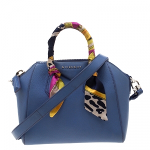 Pre Owned Givenchy Blue Leather Mini Antigona Satchel