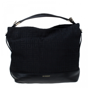 Pre Owned Givenchy Black Monogram Canvas and Leather Hobo
