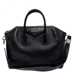Pre Owned Givenchy Black Leather Medium Antigona Satchel