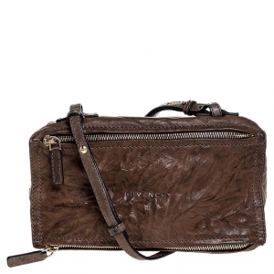 Pre Owned Givenchy Brown Leather Mini Pandora Sugar Crossbody Bag