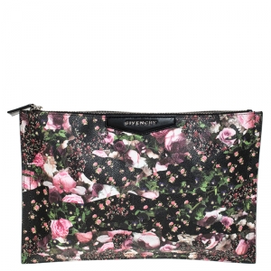 Pre Owned Givenchy Multicolor Floral Print Coated Canvas Antigona Clutch