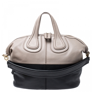 Pre Owned Givenchy Beige/Black Leather Nightingale Satchel
