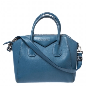Pre Owned Givenchy Blue Leather Small Antigona Satchel