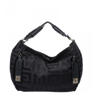 Pre Owned Givenchy Black Signature Nylon and Leather Hobo