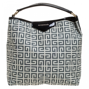 Pre Owned Givenchy Grey Signature Coated Canvas Hobo