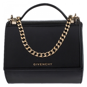 Pre Owned Givenchy Black Patent Leather Mini Pandora Box Crossbody Bag