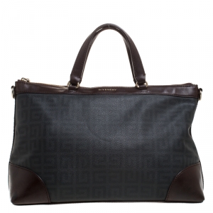 Pre Owned Givenchy Black/Brown Monogram Coated Canvas and Leather Tote
