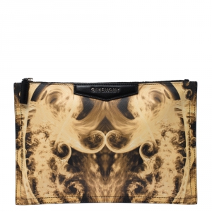 Givenchy Yellow/Black Flame Print Antigona Zip Pouch 