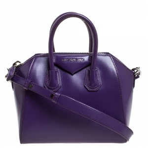 Pre Owned Givenchy Purple Leather Mini Antigona Satchel