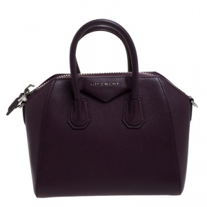 Pre Owned Givenchy Purple Leather Mini Antigona Satchel