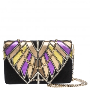 Pre Owned Givenchy Multicolor Leather and Suede Chain Clutch