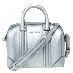 Givenchy Silver Leather Mini Lucrezia Duffel Bag