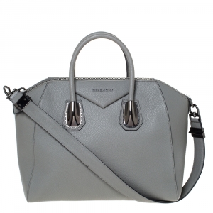 Pre Owned Givenchy Grey Leather Medium Antigona Satchel