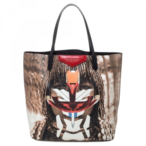Pre Owned Givenchy Multicolor Tribal Coated Canvas and Leather Antigona Shopper Tote