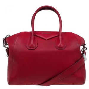 Givenchy Red Leather Medium Antigona Satchel Bag