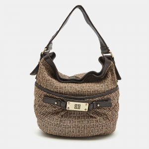 Givenchy Dark Brown/Beige Logo Jacquard Canvas Hobo