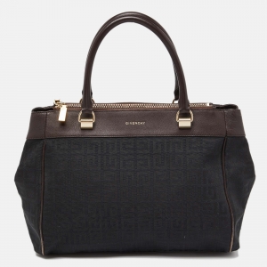 Givenchy Chocolate Brown Monogram Canvas and Leather Double Zip Tote