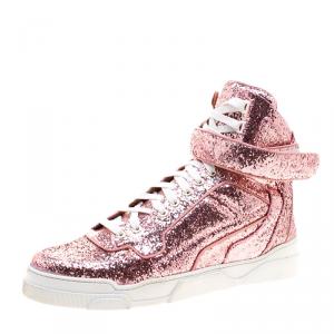 Givenchy Pink Glitter High Top Sneakers Size 41