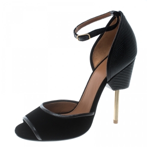 Givenchy Black Velvet and Leather Matilda Ankle Strap Sandals Size 39