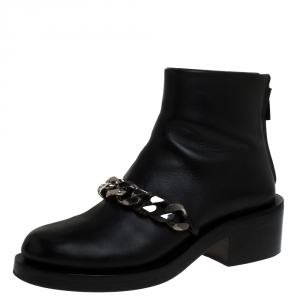 Givenchy Black Leather Chain Link Laura Ankle Boots Size 38