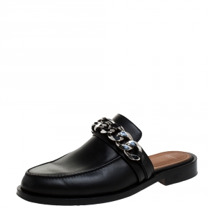 Givenchy Black Leather Chain Mules Size 37
