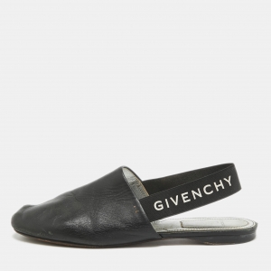 Givenchy Black Leather Rivington Slingback Flats Size 36