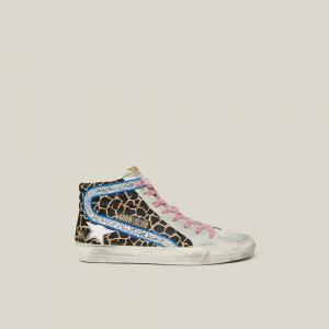 Golden Goose Deluxe Brand Animal Leopard Print High Top Leather Sneakers Size IT 35