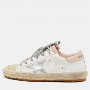 Golden Goose White Leather Superstar Espadrille Sneakers Size 35
