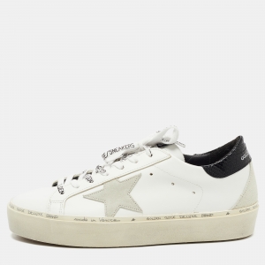 Pre Owned Golden Goose White Leather Hi Star Sneakers Size 39