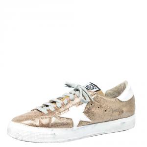 Golden Goose Metallic Gold Star Applique Low Top Sneakers Size 38
