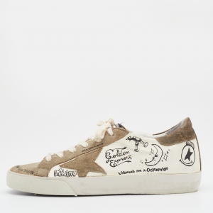 Pre Owned Golden Goose Multicolor Leather and Suede Superstar Sneakers 38