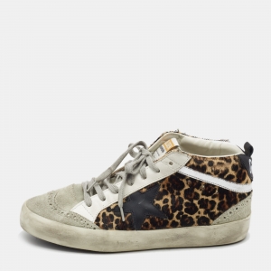 Golden Goose Multicolor Leather and Calf Hair Mid Star Sneakers Size 38
