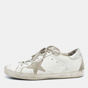 Golden Goose White/Grey Leather Superstar Sneakers Size 41