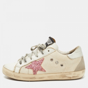 Golden Goose White Canvas and Leather Superstar Sneakers Size 36